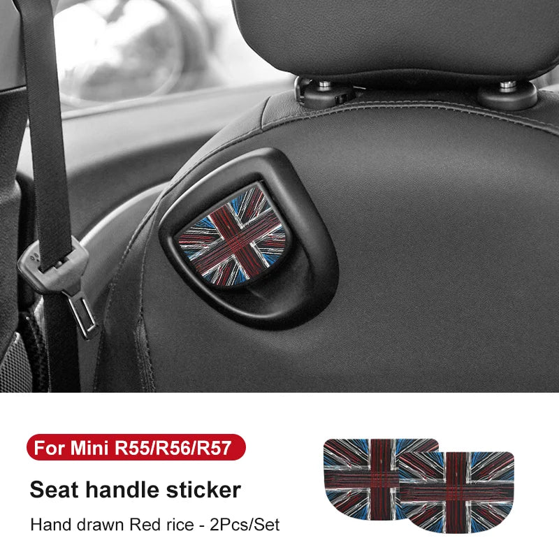 Leather Car Rear Seat Back Handle Decal Cover Protective Sticker For Mini Cooper R56 R55 F56 F57 Interior Decorative Accessories