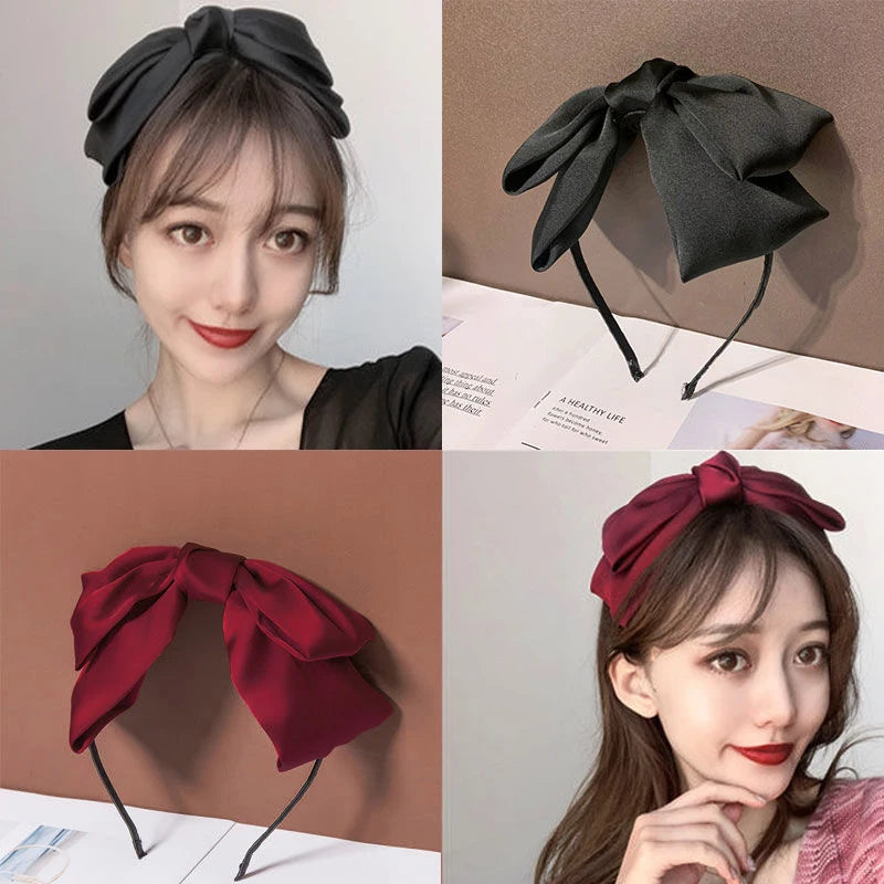 New Big Bow Bezel Headwear Women Headband Girls Vintage Bowknot Hair Bands Wide Hairband Hoop For Hair Accessories