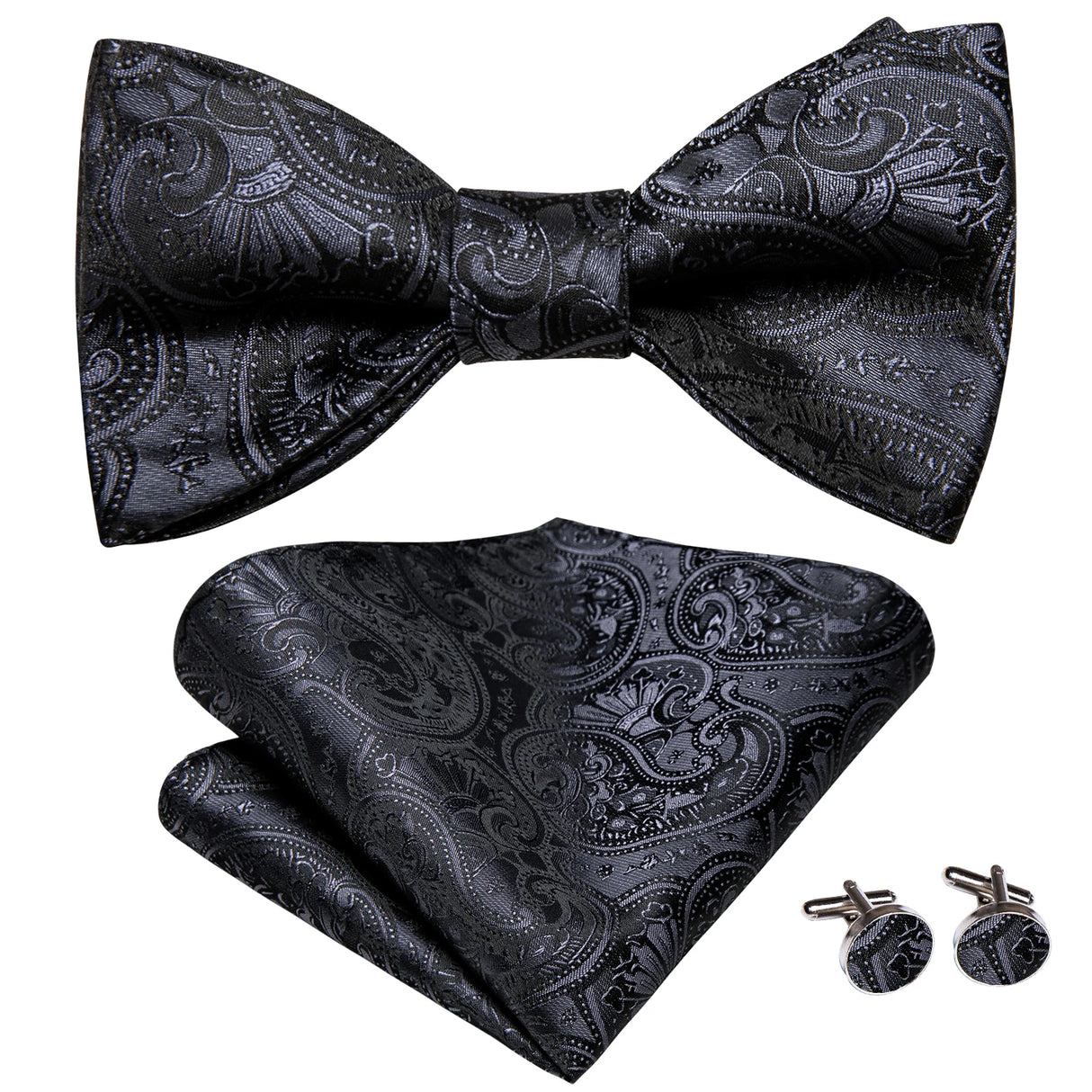 Dropshipping Jacquard Silk Mens Self Bow Tie Hanky Cufflinks Set Male Butterfly Knot Bowtie Wholesale for Male Wedding Business