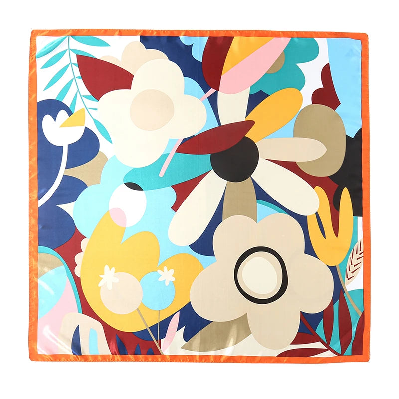 2024 Mode Kopftuch Satin Quadratischer Schal für Frauen Halstuch Weiblicher Seidenschal Foulard Hijab Stirnband Haarbänder Bandana