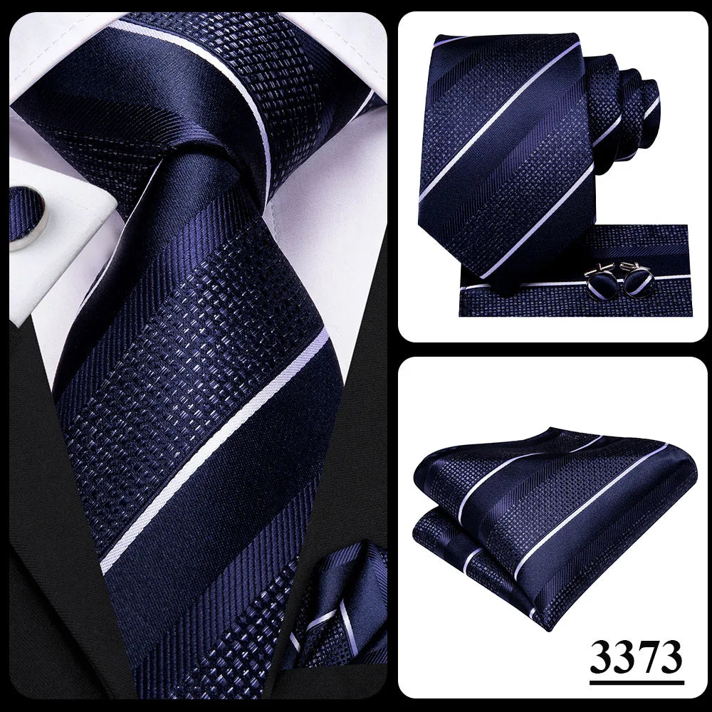 Corbata de boda de seda a rayas negras y rojas para hombre, gemelos de regalo, corbata de moda para negocios y fiestas, envío directo, diseño Hi-Tie
