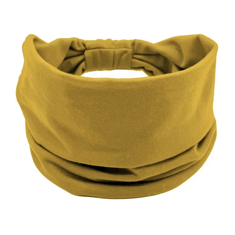 Headwrap Solid Color Knot Wide Headbands for Women Soft Cotton Sports Elastic Hair Bands Accessories Yoga Bandana Bandage
