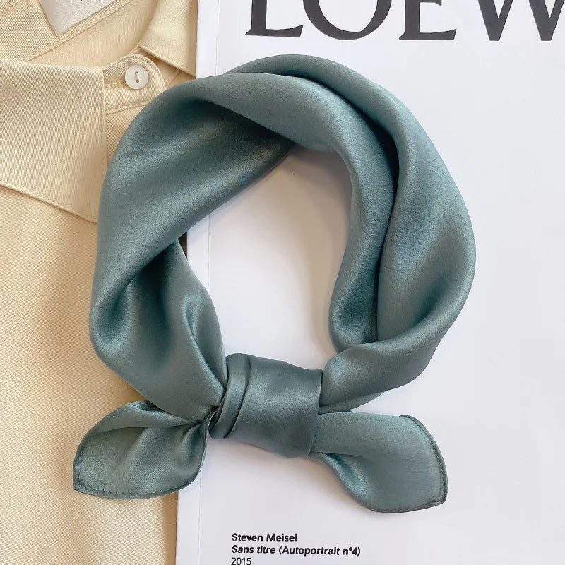 Foulard 100 % pure soie pour femme, foulard uni, bandana, petit hijab, 53 x 53 cm, luxueux