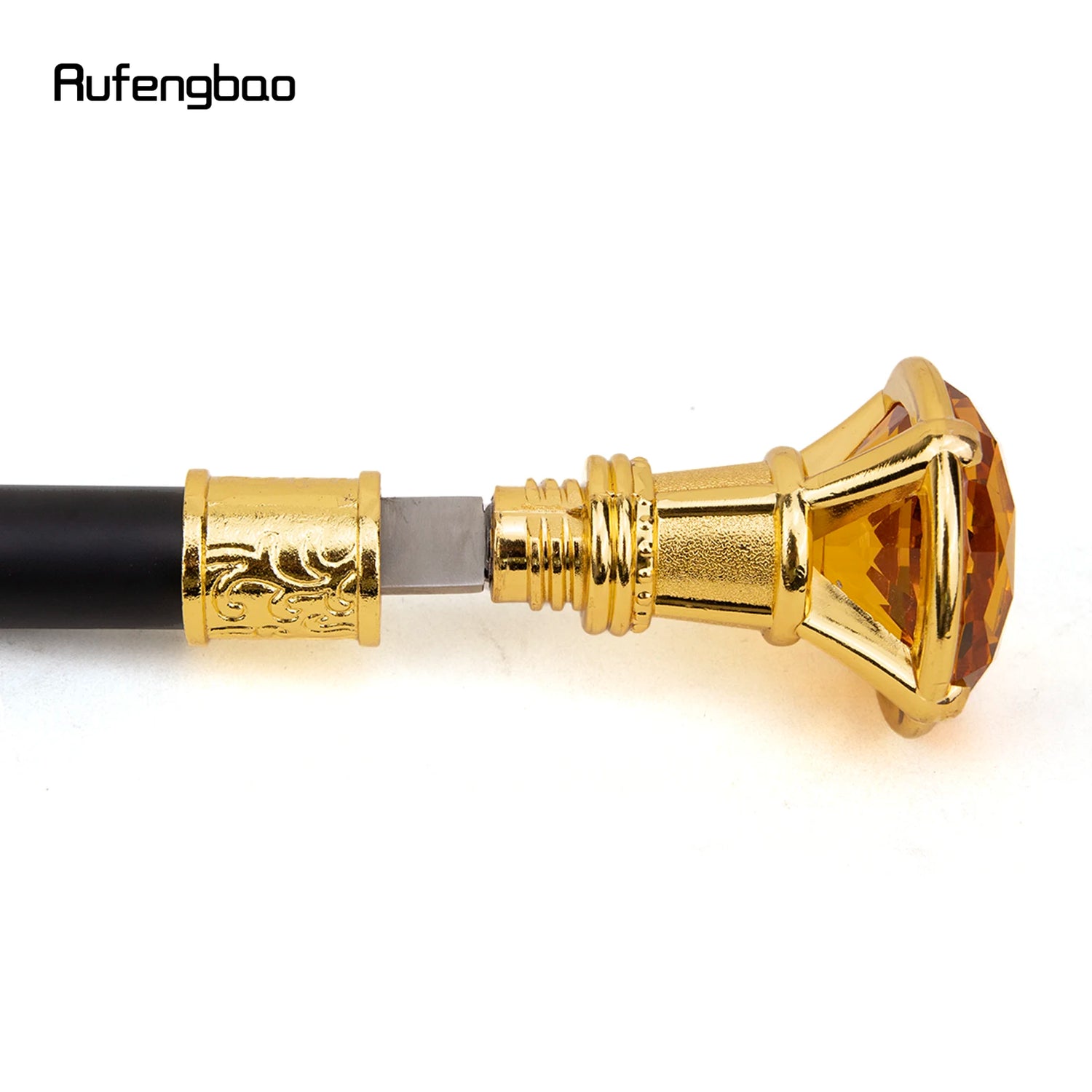 Orange Diamond Type Golden  Walking Stick with Hidden Plate Self Defense Fashion Cane Plate Cosplay Crosier Stick 93cm