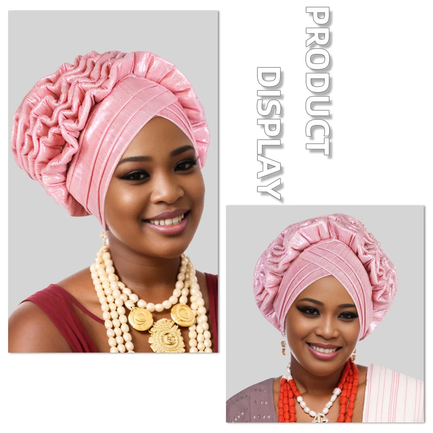 Fashion Women Elastic Ruffle African Turban Cap Lady Head Wraps Nigeria Wedding Auto Gele Headtie Party Headgear Headwear Hat