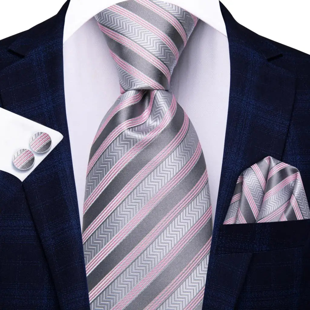Corbata de boda de seda a rayas negras y rojas para hombre, gemelos de regalo, corbata de moda para negocios y fiestas, envío directo, diseño Hi-Tie