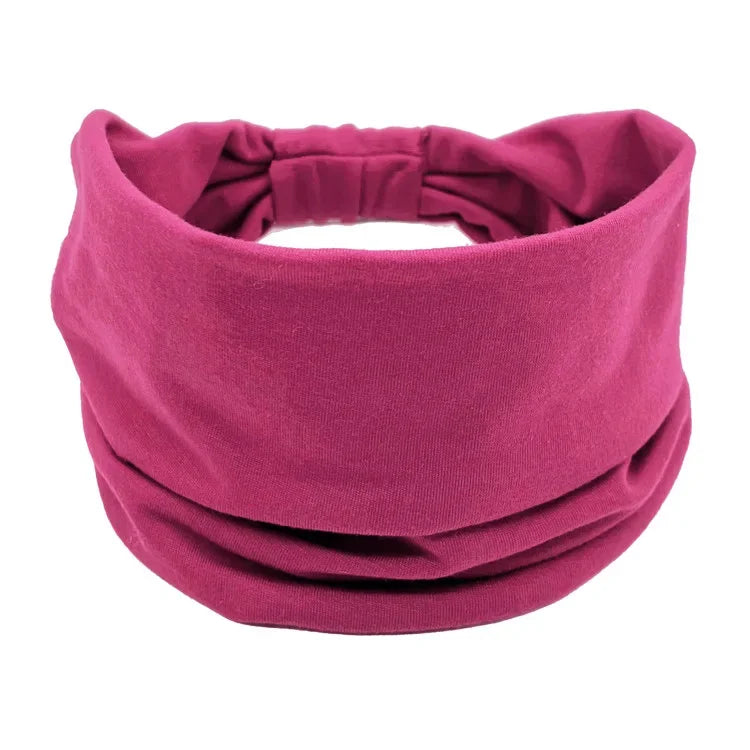 Headwrap Solid Color Knot Wide Headbands for Women Soft Cotton Sports Elastic Hair Bands Accessories Yoga Bandana Bandage
