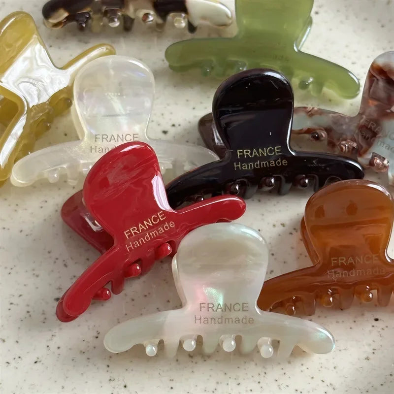Barrettes à cheveux en acétate style français pour femmes, version exquise, étiquette dorée, petites pinces latérales tendance, accessoires pour cheveux pour filles