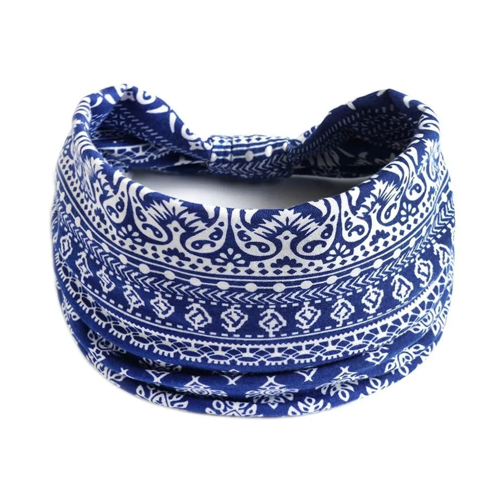 Fashion Boho Ethnic Style Headbands Vintage Knot Elastic Turban Headwrap For Women Girls Hair Band Soft Bandana Hair Accessories
