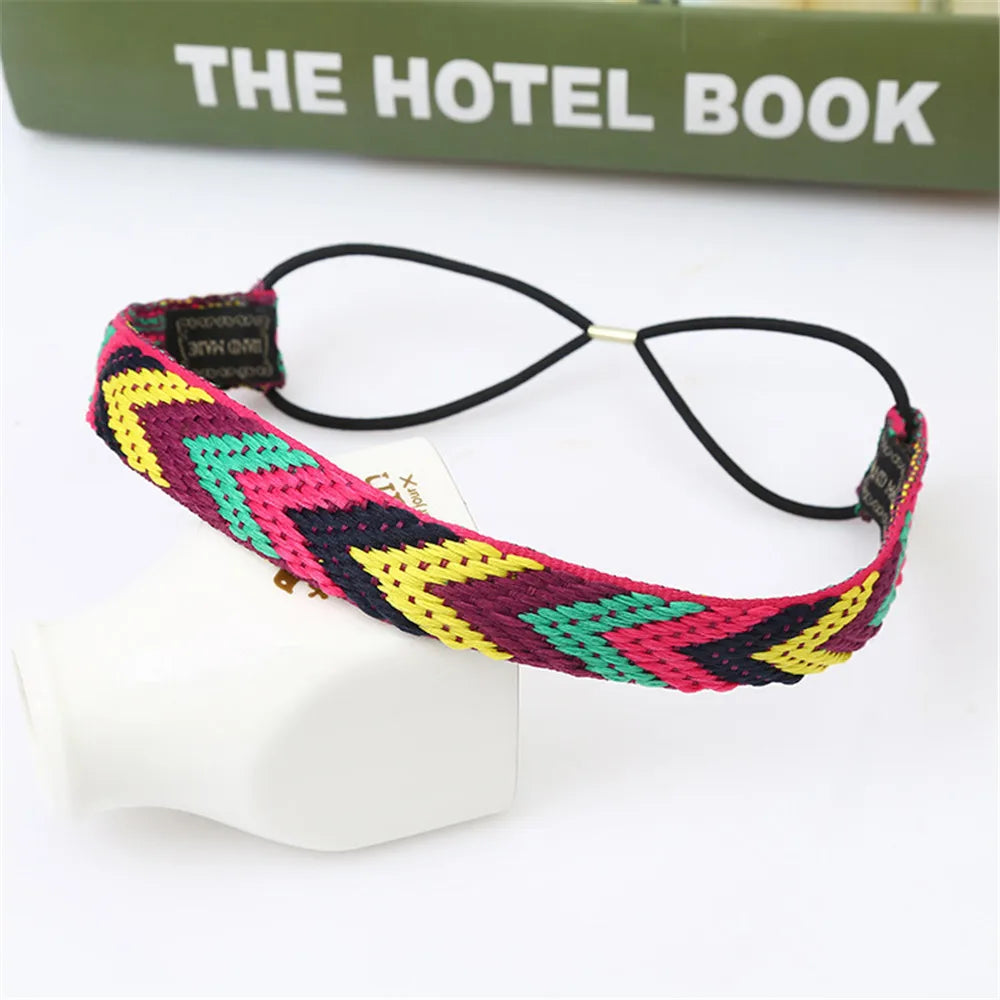 Men's Bohemian Elastic Hair Band Colorful Sport Headband Handmade Woven Hair Ties Hair Accessories for Women Men