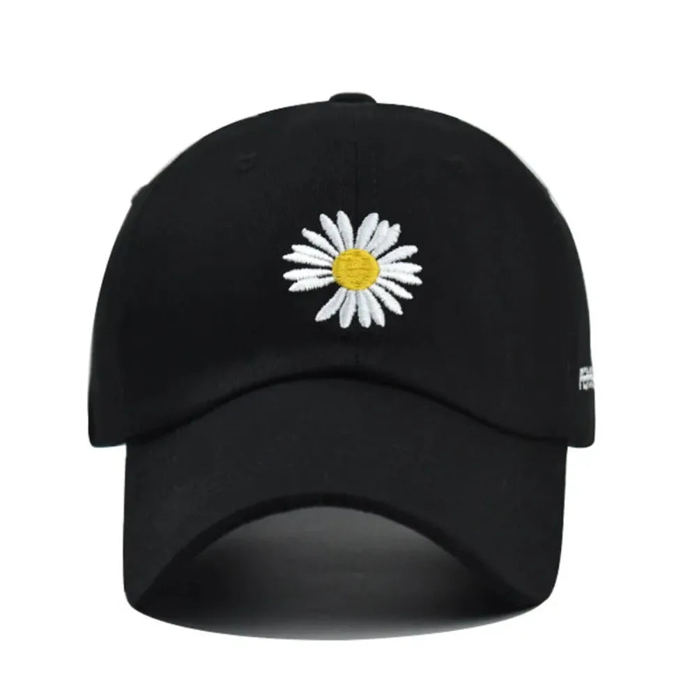 Casquette de baseball pour homme et femme, chapeau brodé avec petites marguerites, en coton, souple, décontractée, pour l'extérieur, protection solaire, brodée