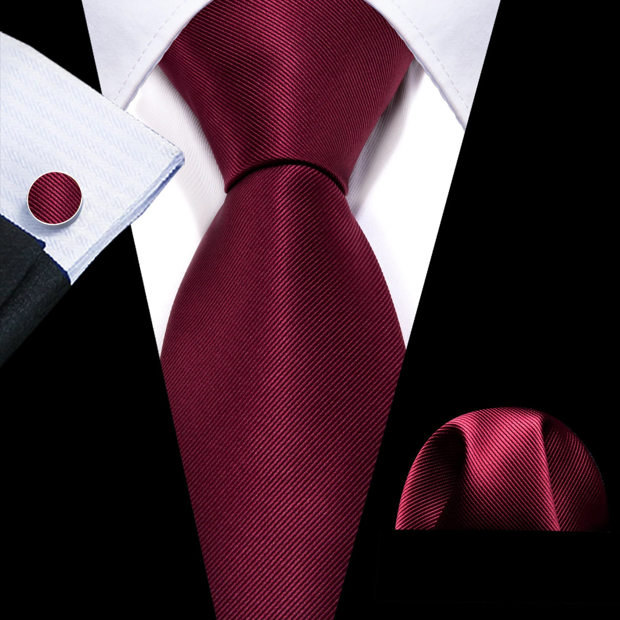 Corbata de boda de seda roja con rayas de tejido jacquard para hombre, juego de corbata, pañuelo y gemelos, Barry.Wang, diseñador de moda FA-5028
