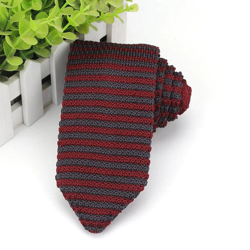 Cravate classique en tricot pour homme, 7 cm, rayures, couleur unie, formelle, pour marié, mariage, affaires, accessoires