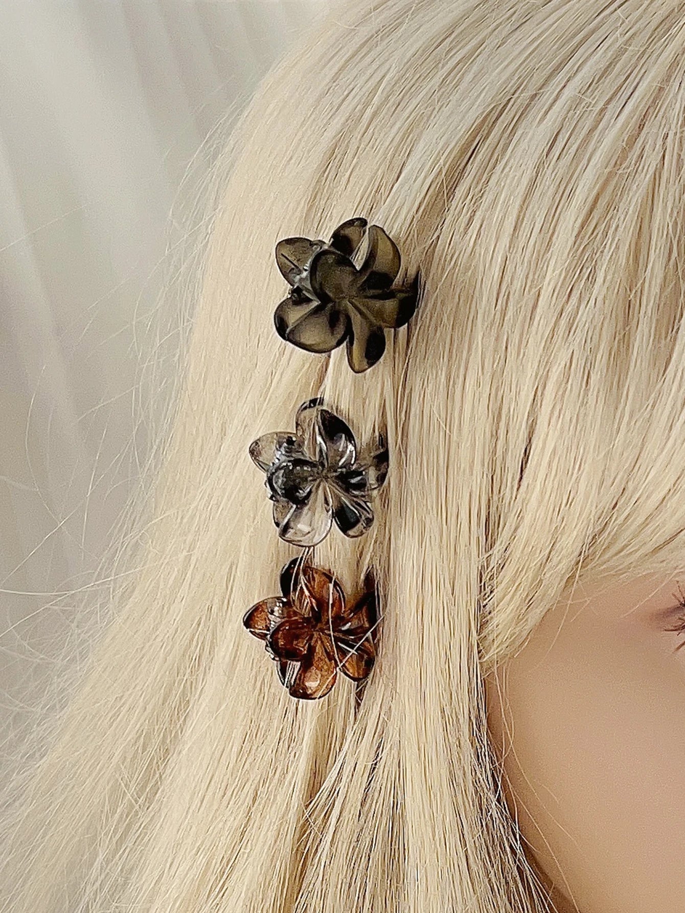 Mini Flower Hair Clips Pack for Women - Creaseless Styling Claw Clips for Bangs and Tiny Hair Styling
