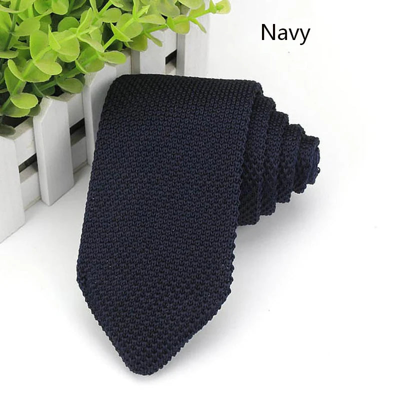 Cravate classique en tricot pour homme, 7 cm, rayures, couleur unie, formelle, pour marié, mariage, affaires, accessoires