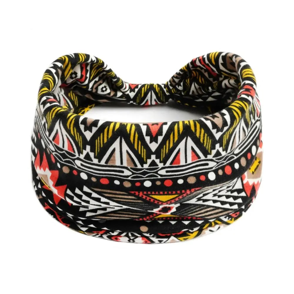 Fashion Boho Ethnic Style Headbands Vintage Knot Elastic Turban Headwrap For Women Girls Hair Band Soft Bandana Hair Accessories