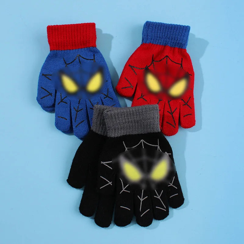Gants chauds Marvel Spiderman pour enfants de 5 à 10 ans, motif dessin animé, tricotés, décoration mignonne, cadeaux de Noël, hiver 2022