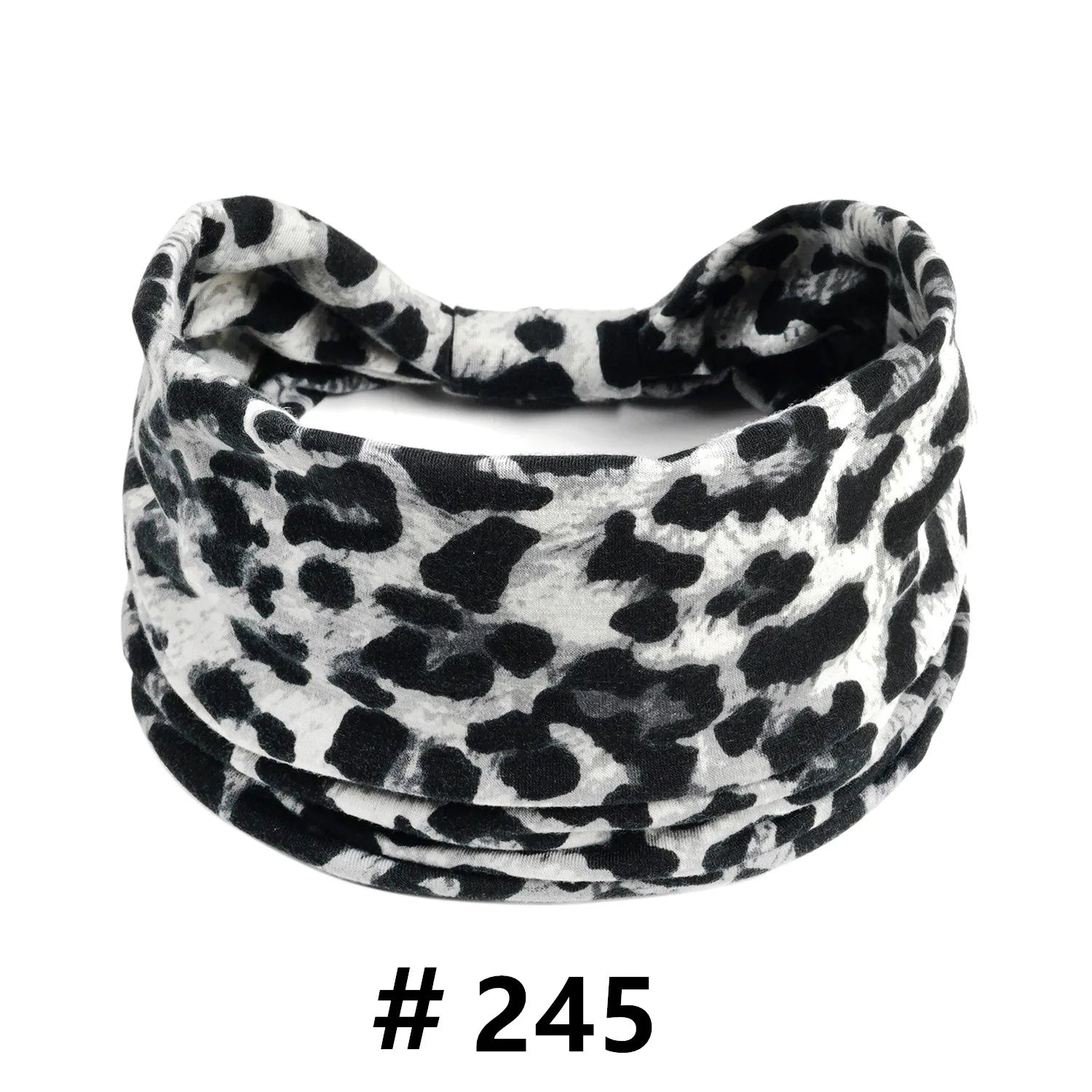 Leopard Print Headbands for Women Wide Boho Turban Head Wraps Cotton Knotted Elastic Hairbands Non Slip Workout Hair Accessories