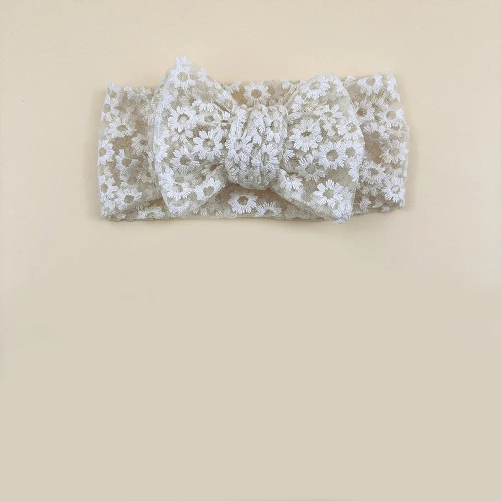 Headbands for Girl Soft Elastic Lace Bow Baby Girl Hair Band Children Turban Kids Headwear Toddler Hair Accessories for Newborn