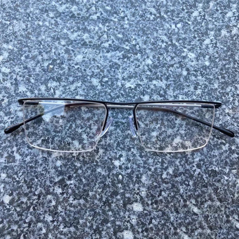 Men's business glasses frame half frame Square frame ultra light comfortable titanium alloy optical prescription Eyeglasses