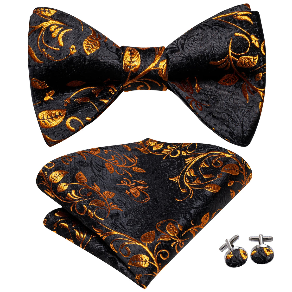 Dropshipping Jacquard Silk Mens Self Bow Tie Hanky Cufflinks Set Male Butterfly Knot Bowtie Wholesale for Male Wedding Business