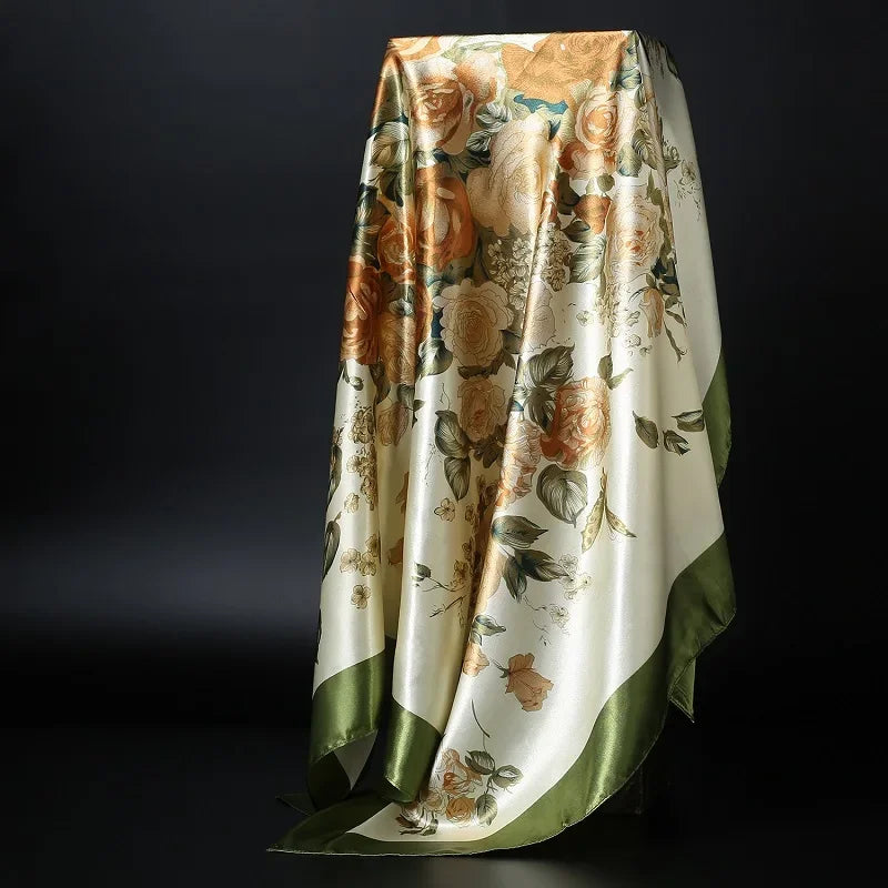 Foulard hijab tendance pour femmes, châles carrés en satin de soie, foulards pour cheveux, 90 x 90 cm, bandana pour la tête et le cou