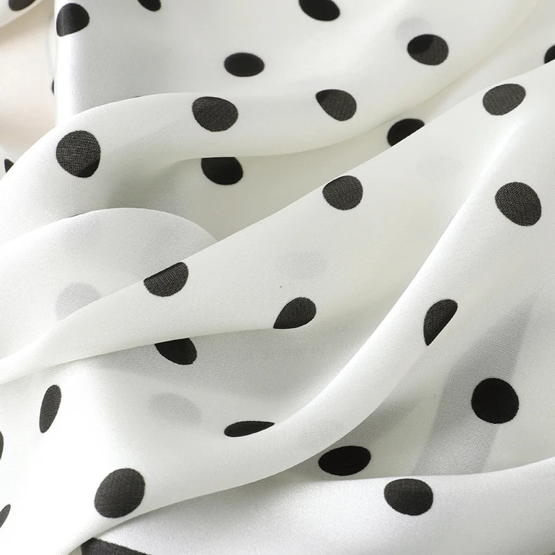 Pañuelo de pelo de lunares para mujer, pañuelo cuadrado de seda para la cabeza, pañuelo de moda, pañuelo para el cuello, pañuelo de verano para mujer
