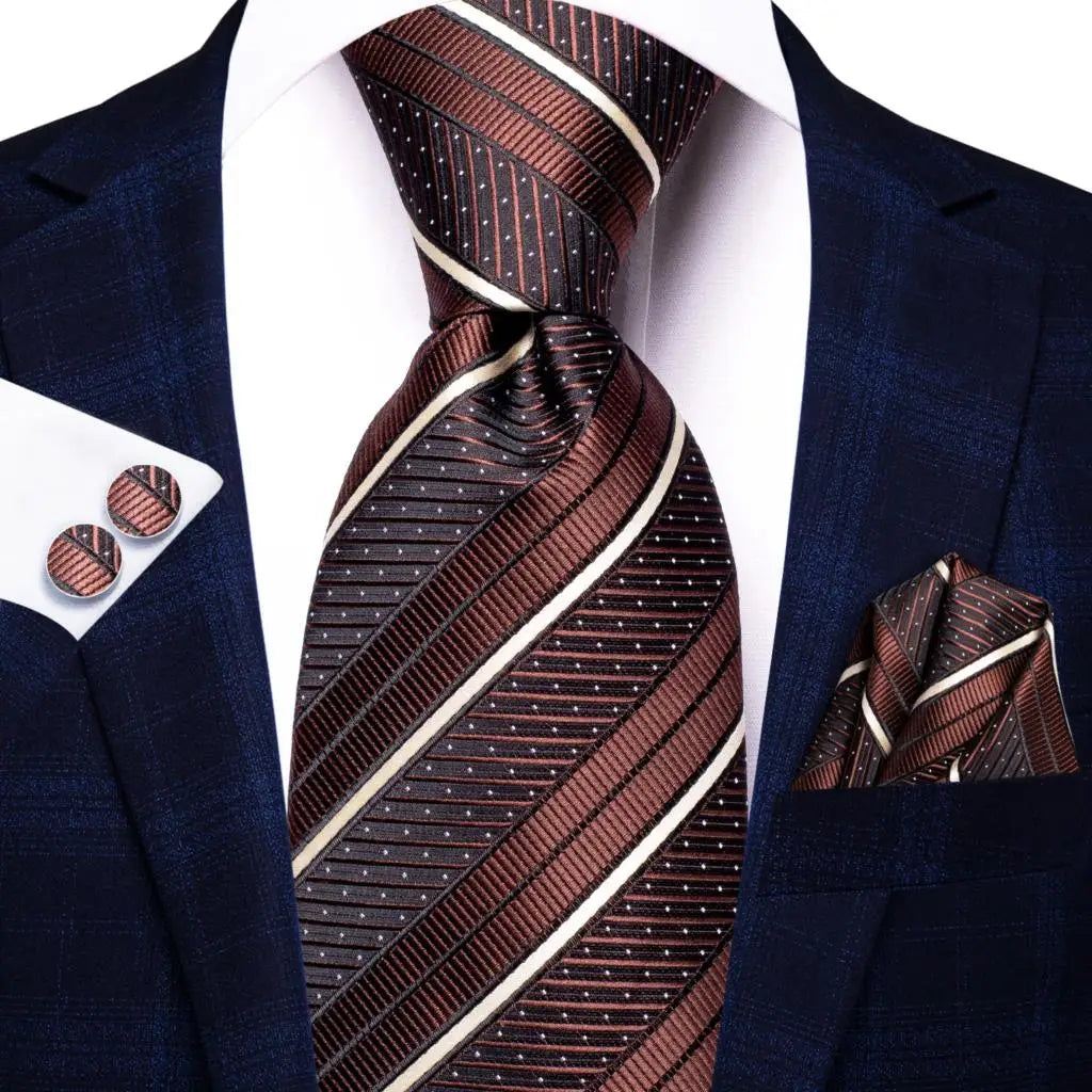 Corbata de boda de seda a rayas negras y rojas para hombre, gemelos de regalo, corbata de moda para negocios y fiestas, envío directo, diseño Hi-Tie