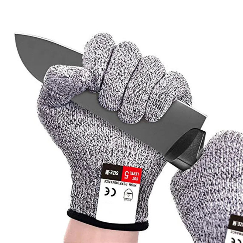 Schnittfeste Handschuhe aus HPPE der Klasse 5 für die Küche und den Garten, schnittfeste Strickhandschuhe, dornensicher, verschleißfest, Schneidehandschuhe für Glasbau