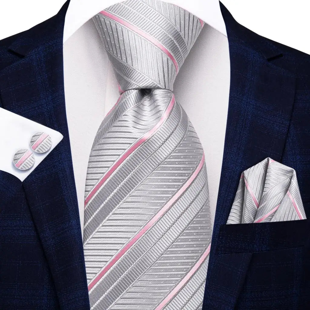 Corbata de boda de seda a rayas negras y rojas para hombre, gemelos de regalo, corbata de moda para negocios y fiestas, envío directo, diseño Hi-Tie