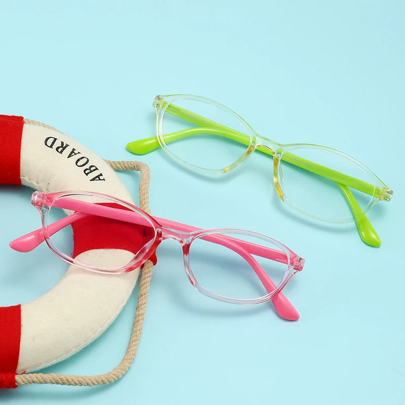 Blue Light Blocking Glasses for Kids Computer Glasses Silicone Frame Clear Lens Girl Boy Video Gaming Children Safety Eyewear