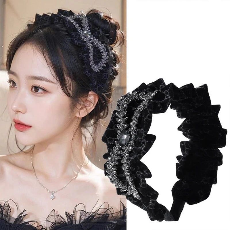 Korean Hairbands for Women Hair Accessories French Elegant Pleated Bowknot Headband Women Girls 2025 Fashion Designer Hair Bands