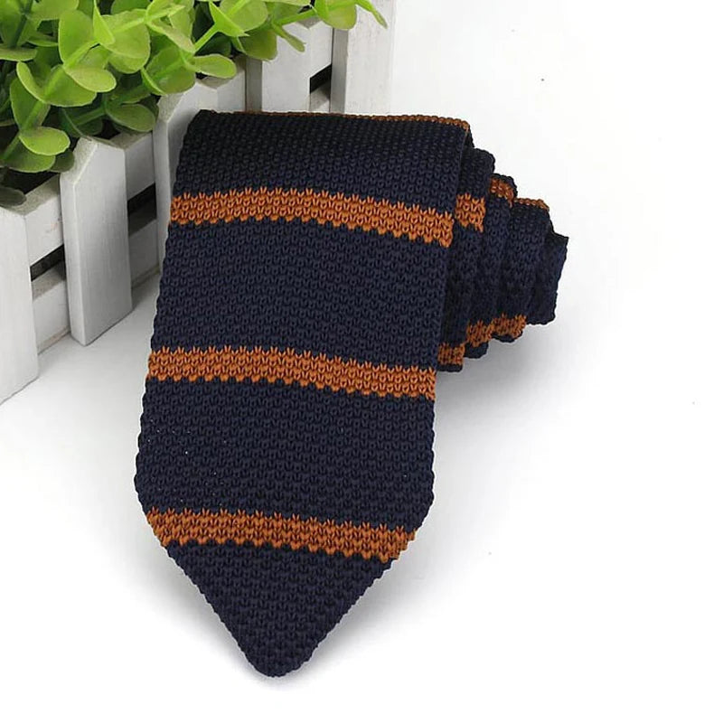 Cravate classique en tricot pour homme, 7 cm, rayures, couleur unie, formelle, pour marié, mariage, affaires, accessoires