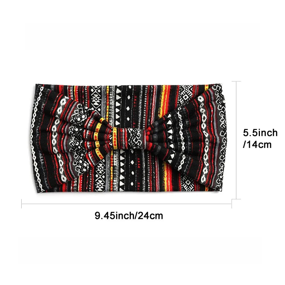 Fashion Boho Ethnic Style Headbands Vintage Knot Elastic Turban Headwrap For Women Girls Hair Band Soft Bandana Hair Accessories