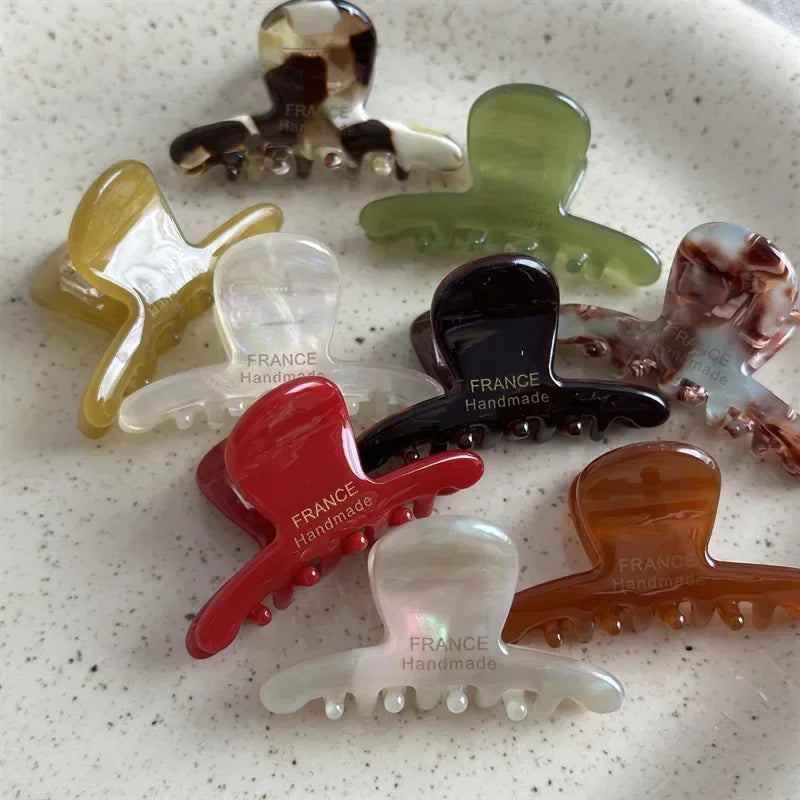 Barrettes à cheveux en acétate style français pour femmes, version exquise, étiquette dorée, petites pinces latérales tendance, accessoires pour cheveux pour filles