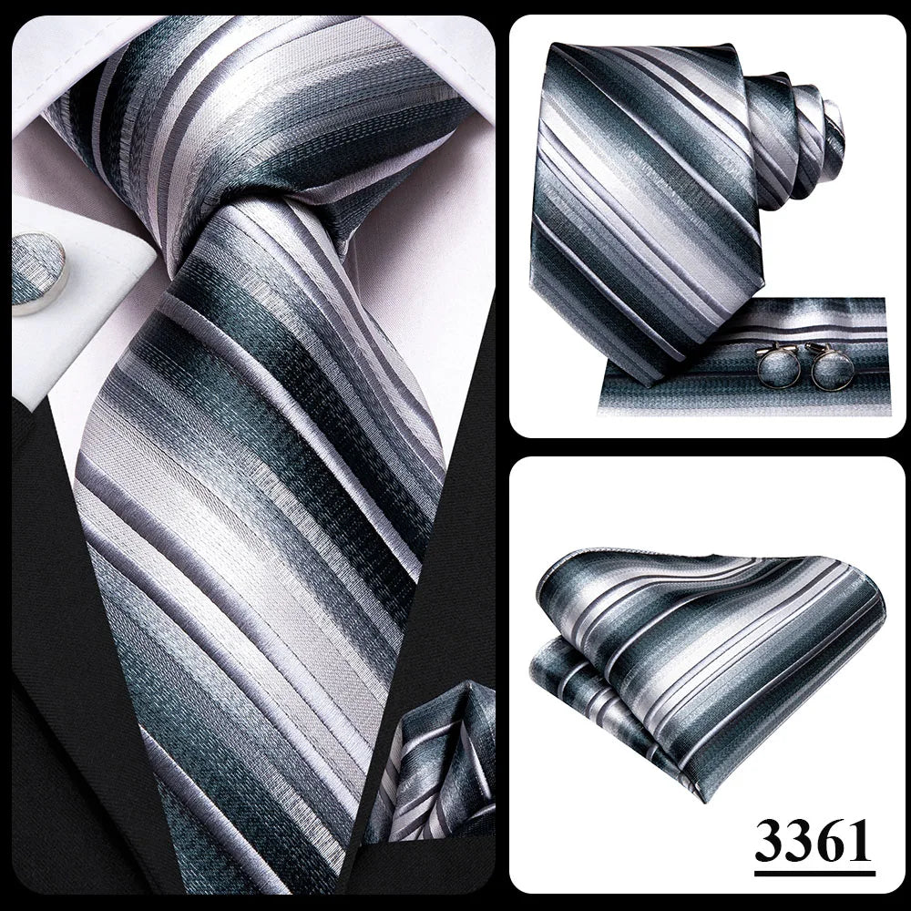 Corbata de boda de seda a rayas negras y rojas para hombre, gemelos de regalo, corbata de moda para negocios y fiestas, envío directo, diseño Hi-Tie