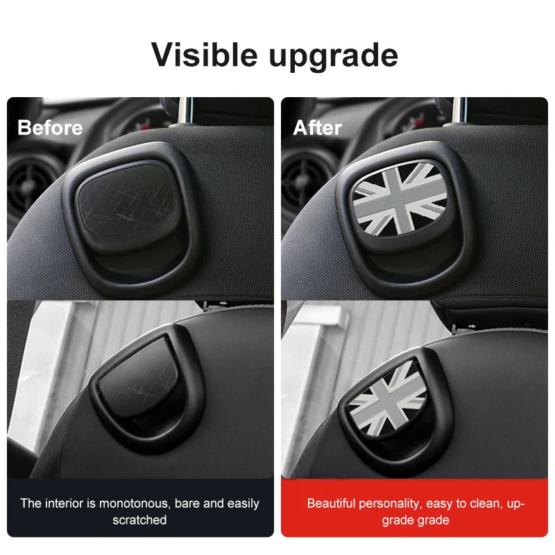 Leather Car Rear Seat Back Handle Decal Cover Protective Sticker For Mini Cooper R56 R55 F56 F57 Interior Decorative Accessories