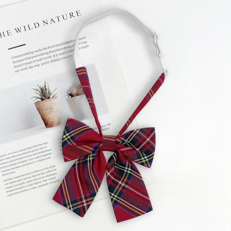 Fashion JK Bowtie Women College Student Collar Tie Cotton Plaid Bowknot Lolita Girls Adjustable Butterfly Anime Cosplay Cravat