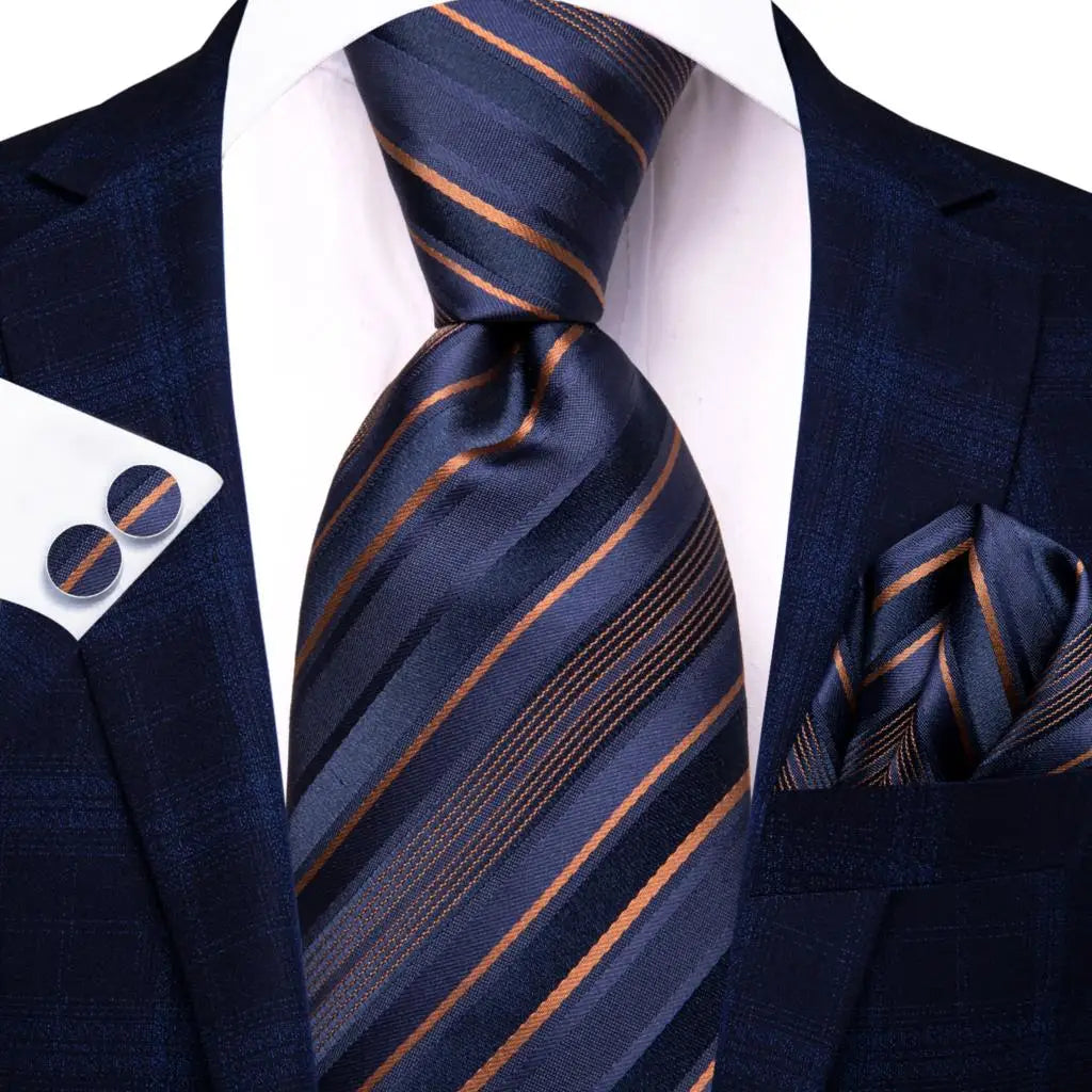 Corbata de boda de seda a rayas negras y rojas para hombre, gemelos de regalo, corbata de moda para negocios y fiestas, envío directo, diseño Hi-Tie