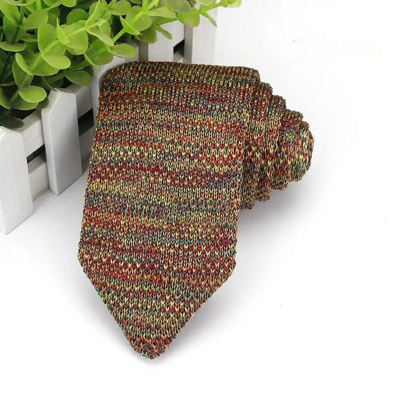 Cravate classique en tricot pour homme, 7 cm, rayures, couleur unie, formelle, pour marié, mariage, affaires, accessoires