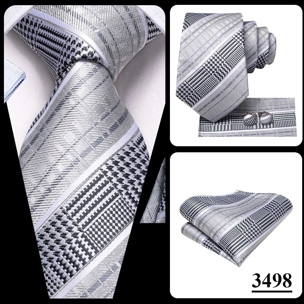 Corbata de boda de seda a rayas negras y rojas para hombre, gemelos de regalo, corbata de moda para negocios y fiestas, envío directo, diseño Hi-Tie