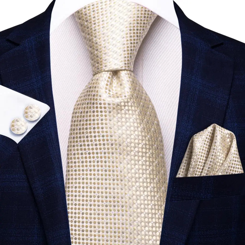 Corbata de boda de seda Hi-Tie en color champán marfil con diseño floral para hombre, pañuelo de calidad, gemelos, corbata de moda, envío directo para negocios.
