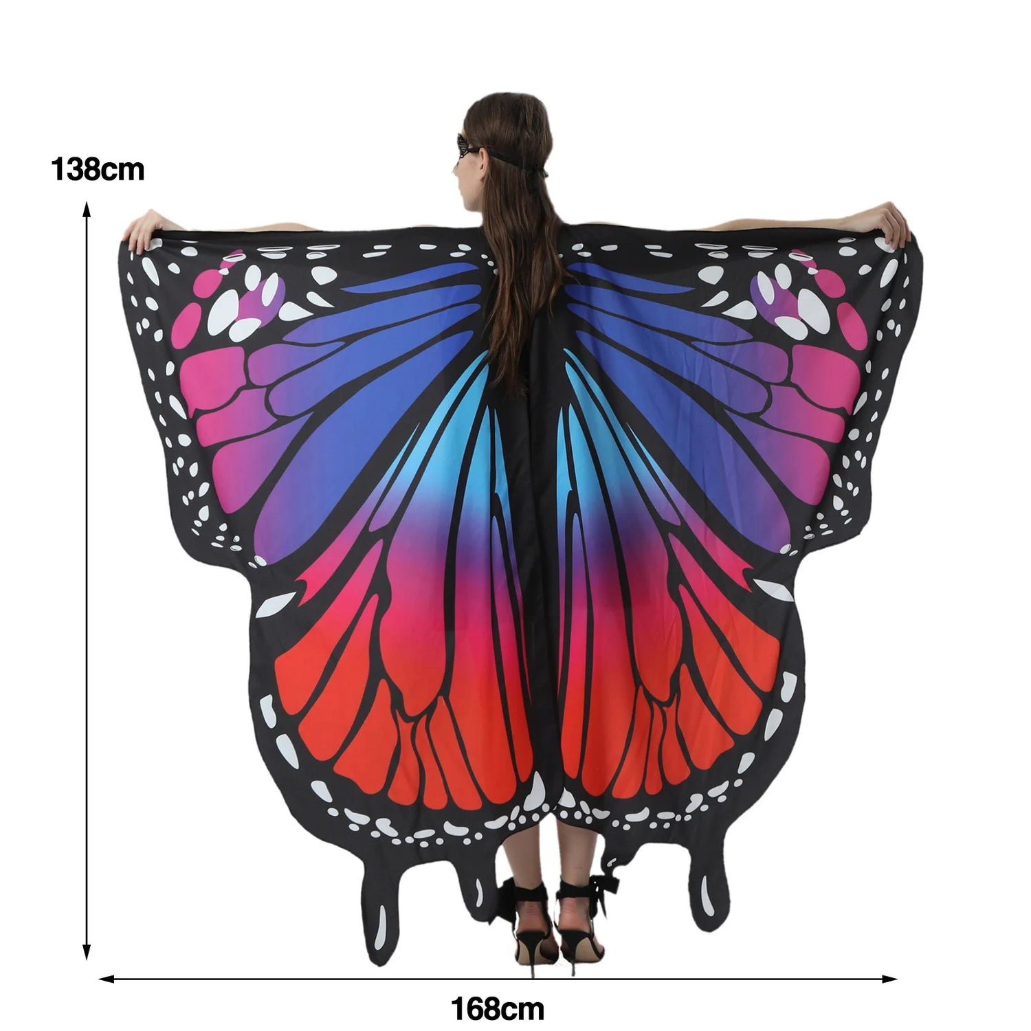 Toalla de playa de poliéster con diseño de alas de mariposa para mujer, bufanda tipo capa, regalo de Navidad y Halloween, toalla estampada de verano, ropa de moda para mujer