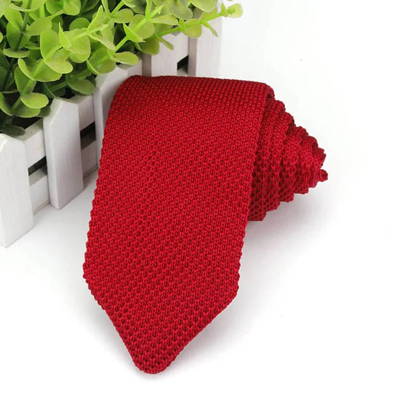 Cravate classique en tricot pour homme, 7 cm, rayures, couleur unie, formelle, pour marié, mariage, affaires, accessoires