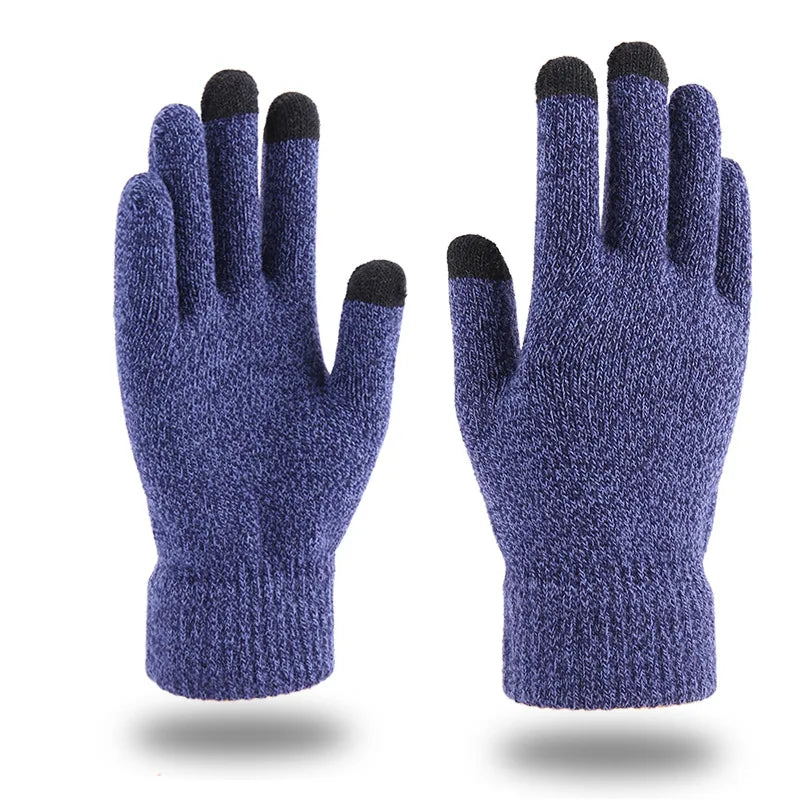 Guantes de punto de invierno para hombre y mujer, manoplas masculinas de alta calidad con pantalla táctil, de lana gruesa y cálida, de cachemira, de negocios, para otoño