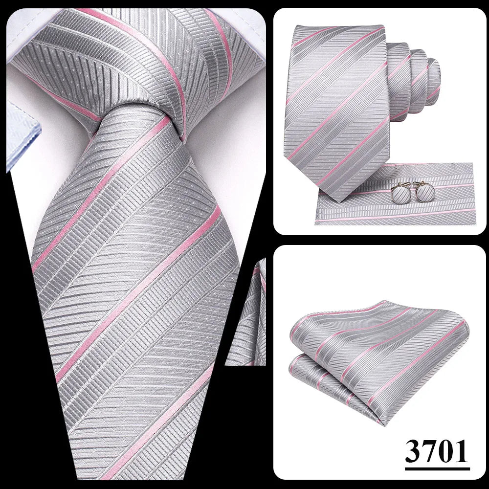 Corbata de boda de seda a rayas negras y rojas para hombre, gemelos de regalo, corbata de moda para negocios y fiestas, envío directo, diseño Hi-Tie