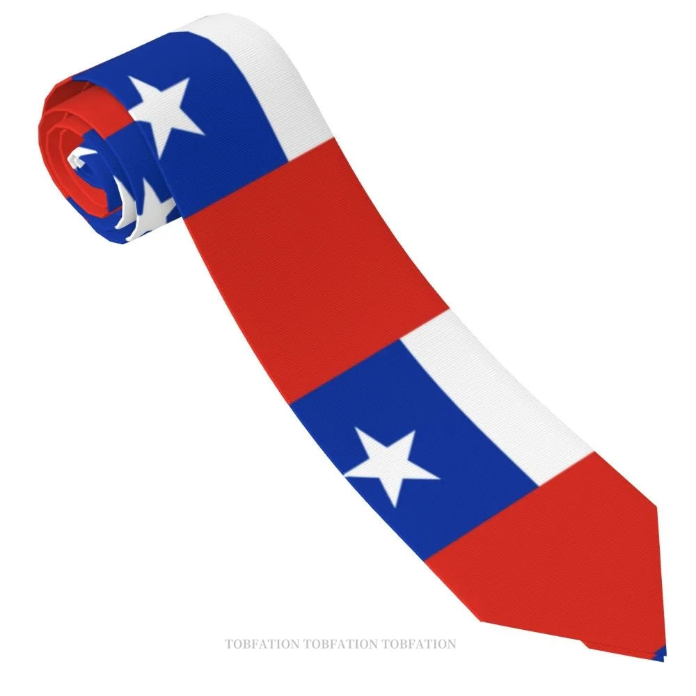Flag Of Chile Print Ties Casual Unisex Neck Tie Shirt Decoration Narrow Striped Slim Cravat