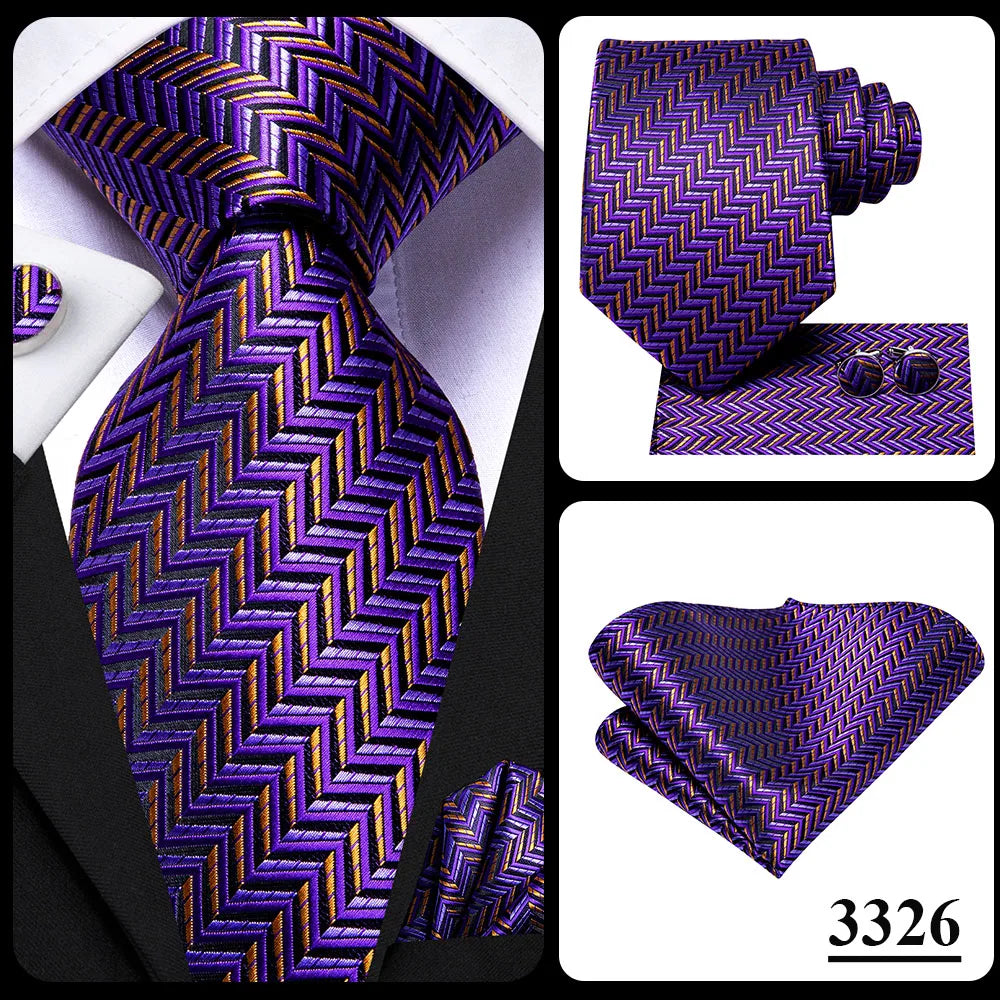 Corbata de boda de seda a rayas negras y rojas para hombre, gemelos de regalo, corbata de moda para negocios y fiestas, envío directo, diseño Hi-Tie