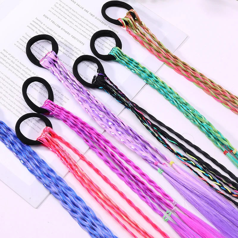 New Girls Colorful Wigs Ponytail Headbands Rubber Bands Beauty Hair Bands Headwear Kids Hair Accessories Head Band Hair Ornament