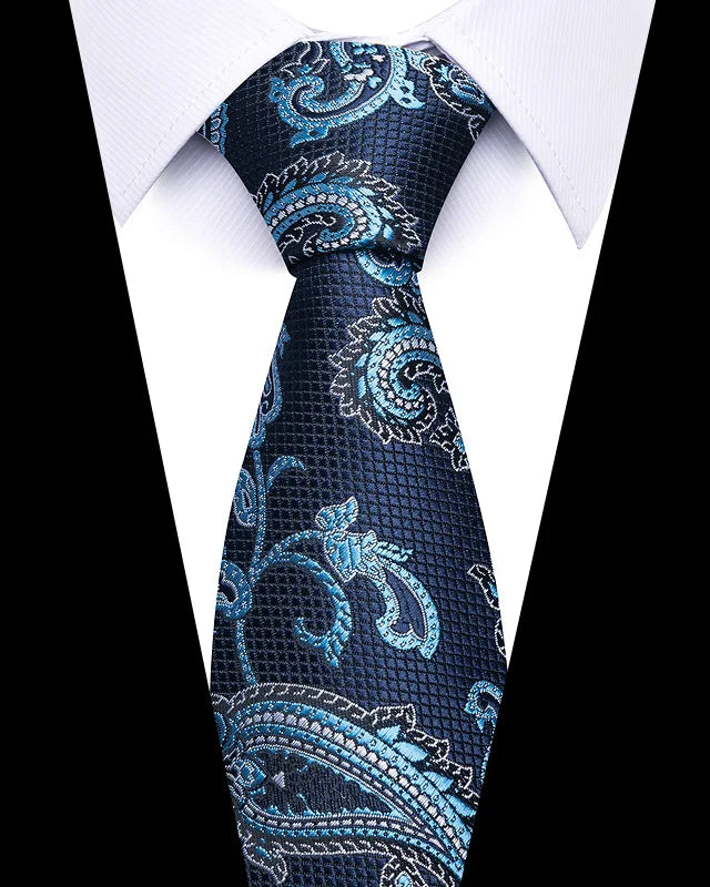 Cravates de mariage de haute qualité pour hommes, style tendance, imprimé à rayures bleues, accessoires de vêtements de bureau quotidiens, cadeau pour homme